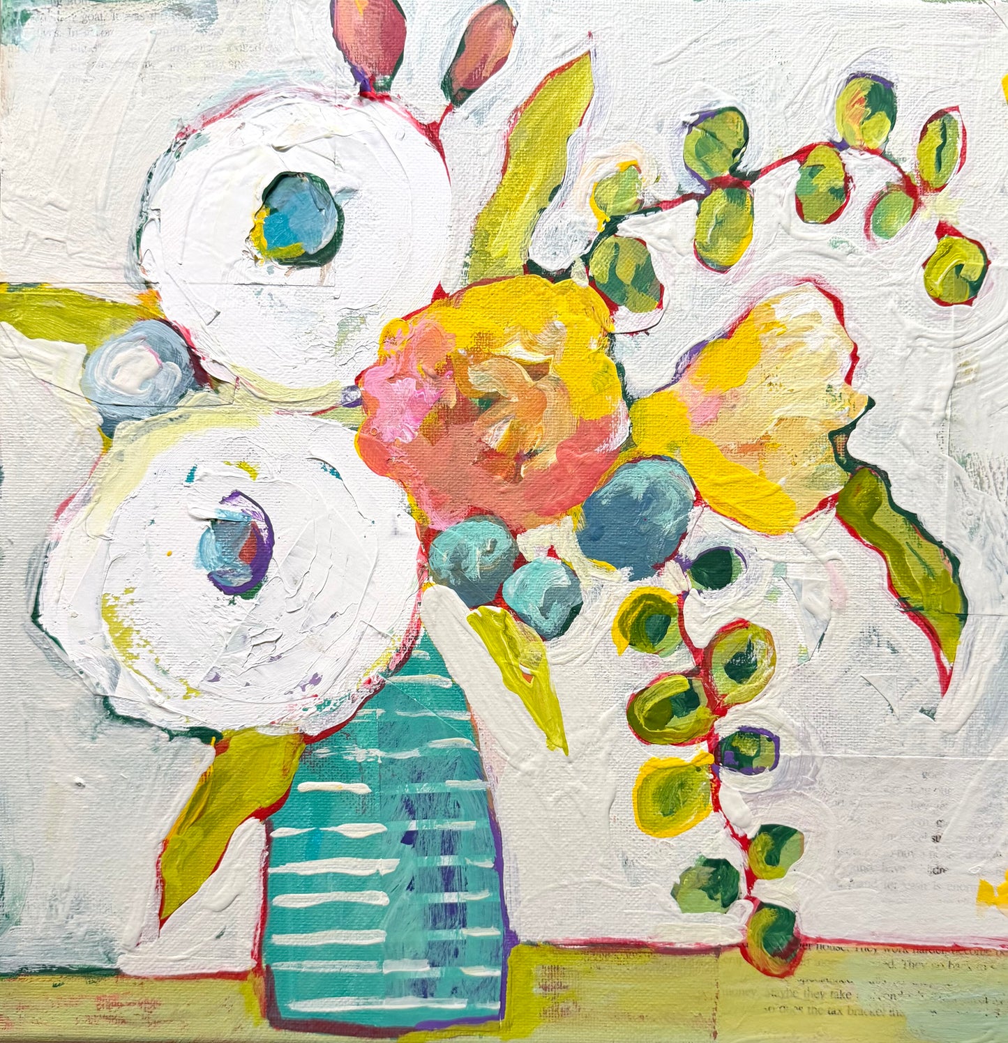 Ruthe's Floral with Striped Vase