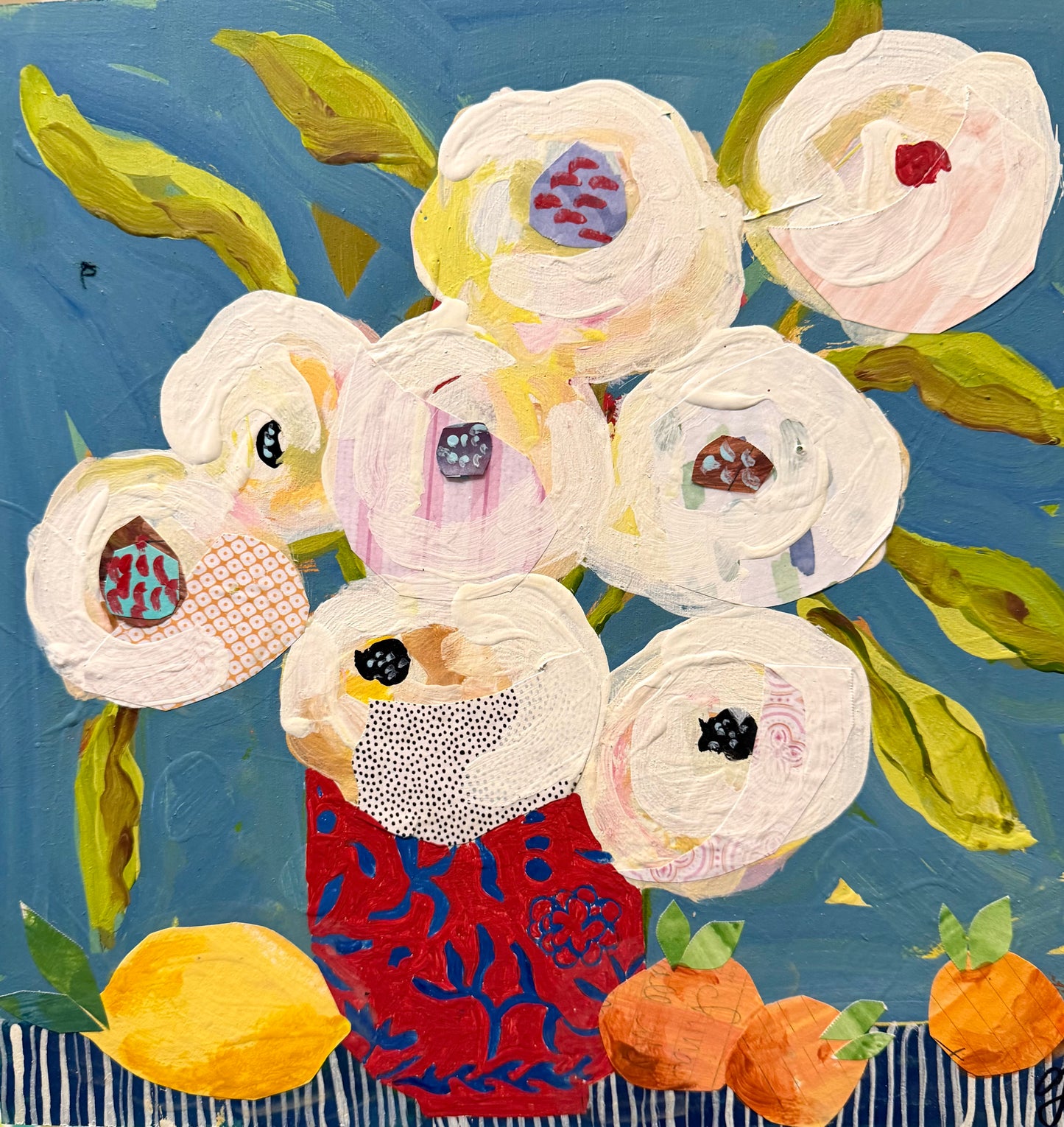 Floral with Chinoiserie Vase and Fruit