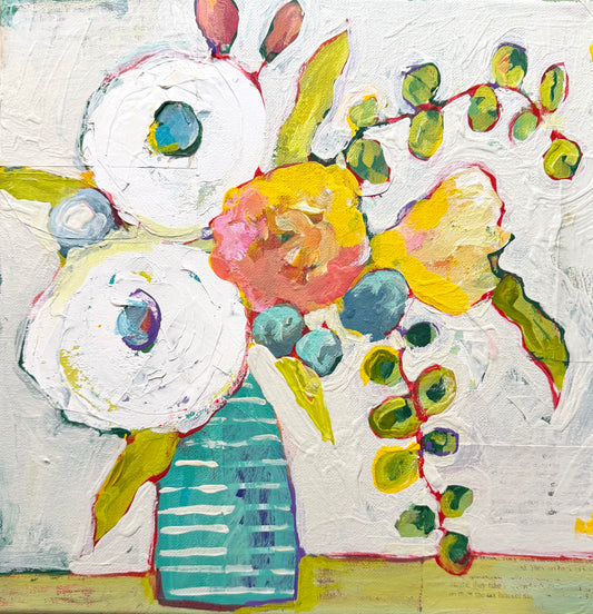 Ruthe's Floral with Striped Vase