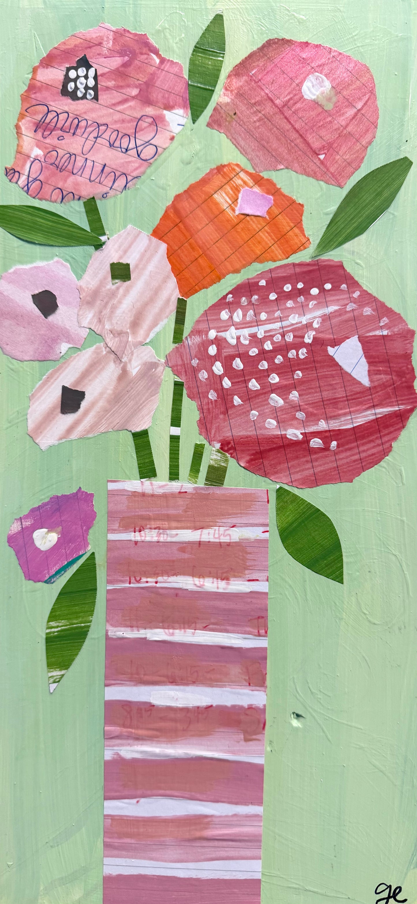 Red Striped Vase Floral