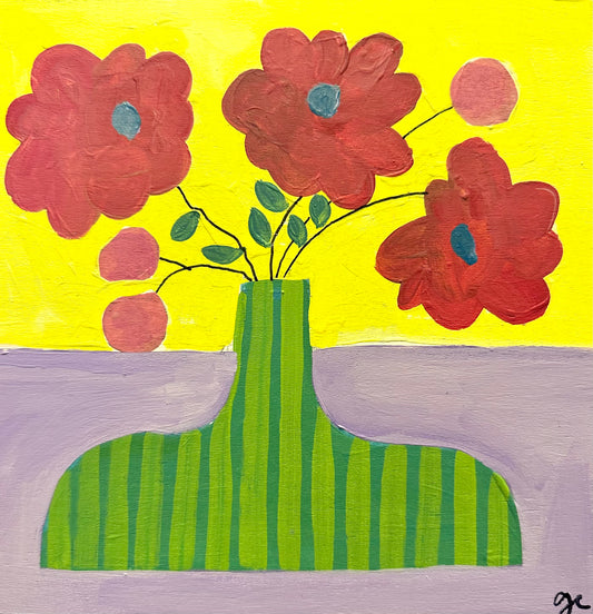 Striped Vase with Flowers