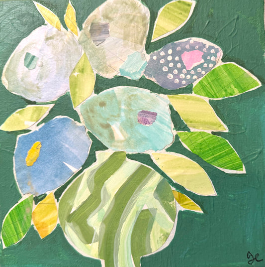 Floral with Pattern in Deep Greens