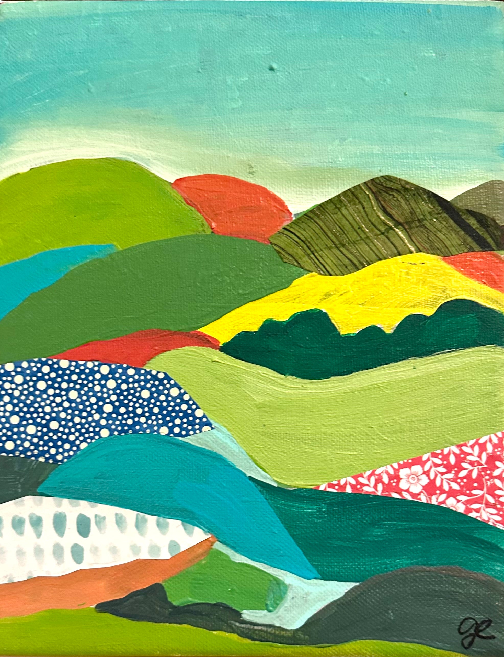 Patterned Colorblock Landscape – Ginny Elder Art