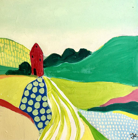 Red Barn on a Hill